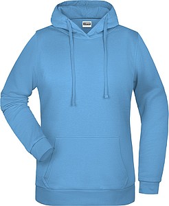 Dámská mikina s kapucí James Nicholson sweat hoodie women, sv. modrá, vel. M