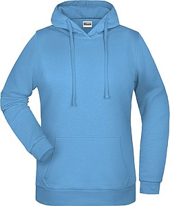 Dámská mikina s kapucí James Nicholson sweat hoodie women, sv. modrá, vel. XS