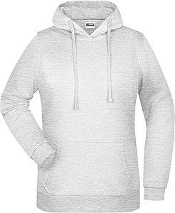 Dámská mikina s kapucí James Nicholson sweat hoodie women, sv. šedý melír, vel. M