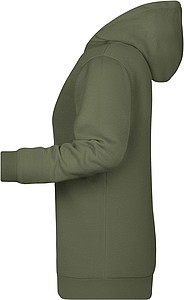 Dámská mikina s kapucí James Nicholson sweat hoodie women, tmavá zelená vojenská, vel. M