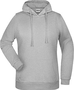 Dámská mikina s kapucí James Nicholson sweat hoodie women, tmavě šedý melír, vel. XL