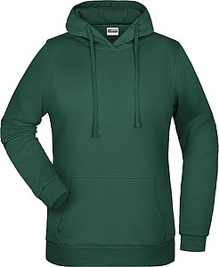 Dámská mikina s kapucí James Nicholson sweat hoodie women, tmavě zelená, vel. M