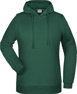 Dámská mikina s kapucí James Nicholson sweat hoodie women, tmavě zelená, vel. XS