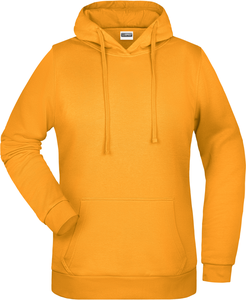 Dámská mikina s kapucí James Nicholson sweat hoodie women, tmavě žlutá, vel. XS - mikina s vlastním potiskem