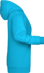 Dámská mikina s kapucí James Nicholson sweat hoodie women, tyrkysová, vel. XL