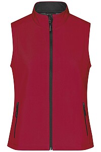 Dámská vesta James & Nicholson Promo softshell, červená/černá, velikost M