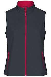 Dámská vesta James & Nicholson Promo softshell, tmavě šedá/červená, velikost S