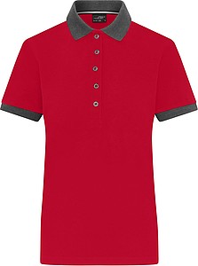 Dámské kontrastní piqué polo James & Nicholson, červená, XXL