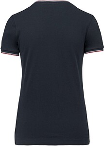Dámské tričko LADIES PIQUÉ KNIT V-NECK, námořní modrá/červená/bílá, velikost L