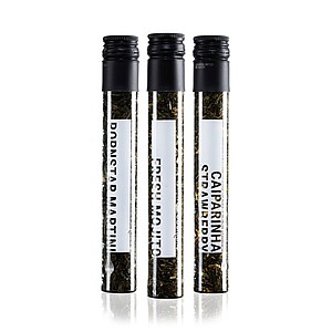 Degustační sada 3 čajových koktejlů ve 100 ml zkumavkách z recyklovaného plastu (Pornstar martini, Mojito a Caipirinha Strawberry)