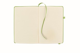 DEMIRO Linkovaný poznámkový blok v recyklovaných PU deskách, 192 stran, světle zelená