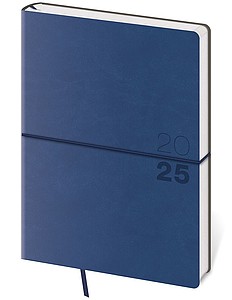 Denní diář A5 Flexio tmavě modrý s gumičkou 2025 - reklamní kalendáře