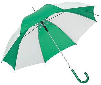 deštník zeleno bílý zelená hůl, průměr 103 cm.