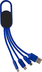 DEZIDER Nabíjecí kabel 4v1 s karabinou, modrá - reklamní předměty