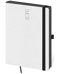 Diář týdenní A5 Memory s gumičkou - bílá 2027 - diář s vlastním potiskem