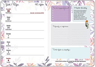 Diář týdenní B6 bylinkový Květy s gumičkou 2027