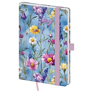 Diář týdenní kapesní Vario - Wildflowers s gumičkou 2027 - diář s vlastním potiskem