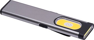 Dobíjecí COB baterka s bočním světlem, šedá - reklamní předměty