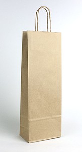 DUNEO Papírová taška na víno 14 x 8 x 39 cm, hnědá - taška s vlastním potiskem