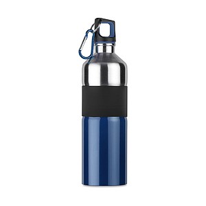 Dvoubarevná láhev na pití s karabinou, objem 750 ml, modrá - reklamní předměty