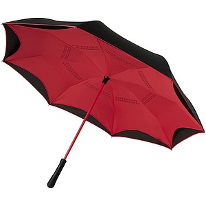Dvoubarevný rovný deštník, průměr 108 cm, černá/červená - reklamní deštníky