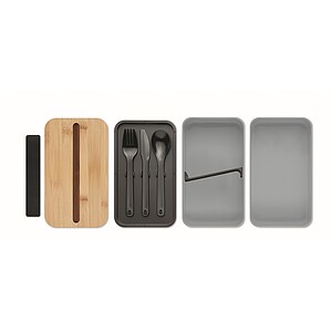 Dvoupatrová krabička na jídlo, modrošedá