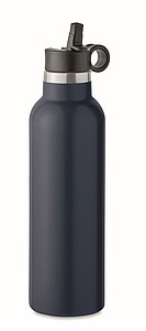 Dvoustěnná láhev na pití 700ml, s integrovaným brčkem, tmavě modrá