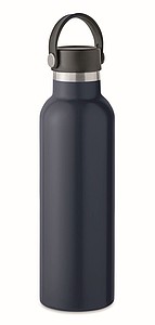 Dvoustěnná láhev na pití 700ml, s integrovaným brčkem, tmavě modrá