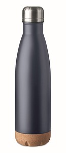 Dvoustěnná láhev s korkovým dnem, objem 500 ml, tmavě modrá - reklamní předměty