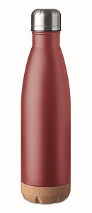 Dvoustěnná láhev s korkovým dnem, objem 500 ml, vínová