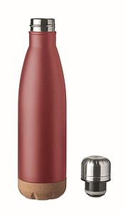 Dvoustěnná láhev s korkovým dnem, objem 500 ml, vínová