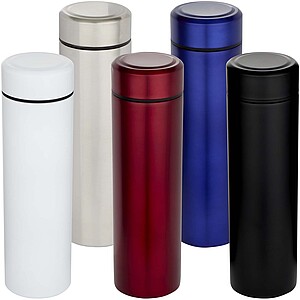 Dvoustěnná nerezová termoláhev o objemu 450 ml s čajovým sítkem, černá