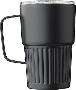Dvoustěnný cestovní hrnek z recyklované nerezové oceli 450 ml, černá