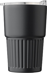 Dvoustěnný cestovní hrnek z recyklované nerezové oceli 450 ml, černá