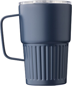 Dvoustěnný cestovní hrnek z recyklované nerezové oceli 450 ml, modrá