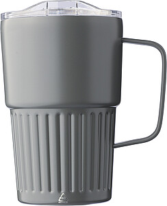 Dvoustěnný cestovní hrnek z recyklované nerezové oceli 450 ml, šedá
