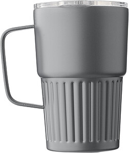 Dvoustěnný cestovní hrnek z recyklované nerezové oceli 450 ml, šedá