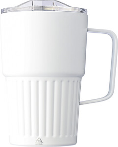 Dvoustěnný cestovní termohrnek z recyklované nerezové oceli 450 ml, bílá