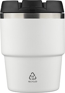 Dvoustěnný hrnek z recyklované nerezové oceli, 175 ml, bílá