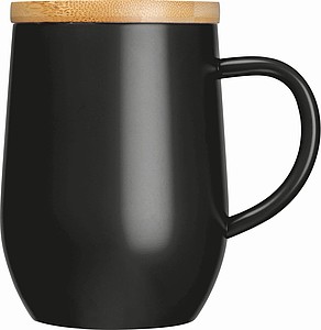 Dvoustěnný nerezový hrnek s víčkem, 300ml, černý