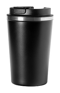 Dvoustěnný nerezový termo hrnek, 350ml, černý - termohrnek s vlastním potiskem