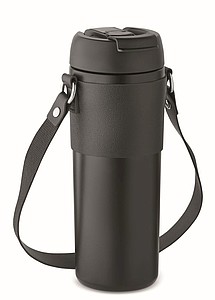 Dvoustěnný nerezový termohrnek s popruhem na rameno, 700ml - termohrnek s vlastním potiskem