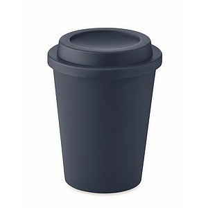 Dvoustěnný plastový hrnek s víčkem, 300ml, tmavě modrý - reklamní předměty