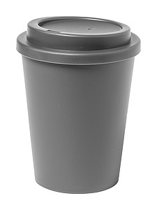 Dvoustěnný plastový termohrnek s víčkem, 300ml, šedý