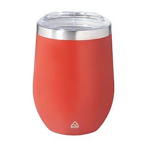 Dvoustěnný termo hrnek z recyklované nerezové oceli, 350 ml, červená