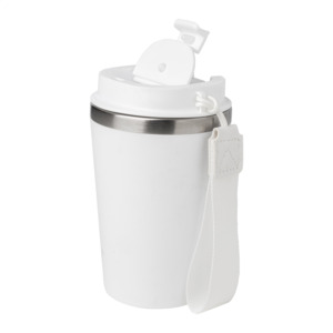 Dvoustěnný termohrnek s popruhem 350 ml, bílá