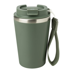Dvoustěnný termohrnek s popruhem 350 ml, khaki