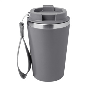 Dvoustěnný termohrnek s popruhem 350 ml, šedá