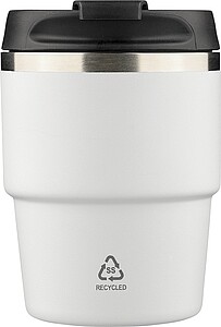 Dvoustěnný termohrnek z recyklované nerezové oceli, 175 ml, bílá - reklamní předměty