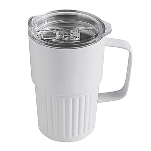 Dvoustěnný vakuový hrnek 450 ml, bílá - termohrnek s vlastním potiskem